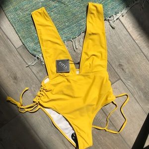 NWT yellow one piece swimsuit